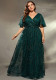 Women Green Sexy V-Neck Formal Party Summer Evening Dress