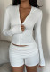 Women Zipper Long-Sleeved Top and Shorts Two-Piece Set
