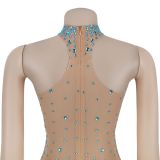 Women's Fashionable See-Through Mesh Beaded Bodycon Dress