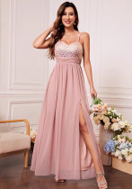 Women's Strapless Pink Long Formal Party Birthday/Casual Evening Gown