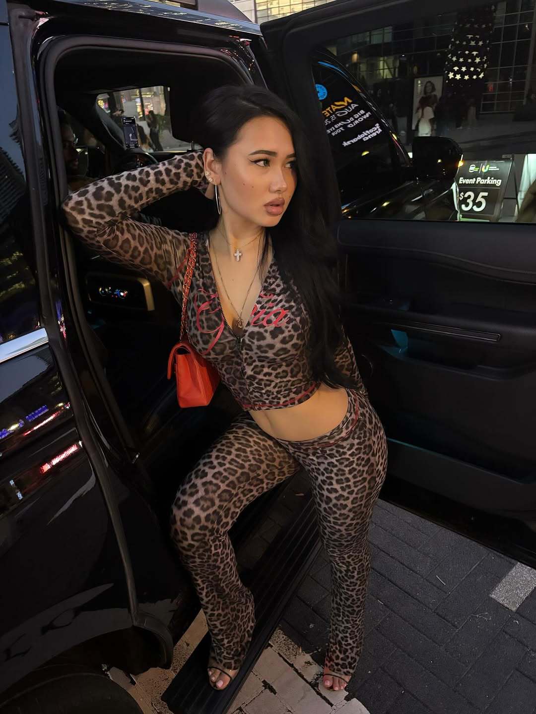 Women's Fashion Printed Casual Leopard Print Zipper Jacket and Pants Set