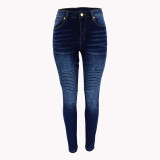 Women's Spring Sexy Stretch Tight Fitting Blue Denim Jeans