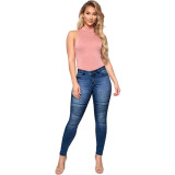 Women's Spring Sexy Stretch Tight Fitting Blue Denim Jeans