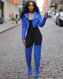 omen's Autumn/Winter Fashionable Street-style Multi-Pocket Zipper PU Leather Jacket