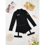 Women's Sexy Adjustable Zipper Party Police Cosplay Lingerie Set (Excluding Stockings)