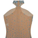 Women's Fashionable See-Through Mesh Beaded Bodycon Dress