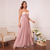 Women's Strapless Pink Long Formal Party Birthday/Casual Evening Gown