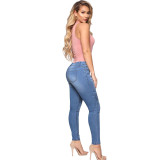 Women's Spring Sexy Stretch Tight Fitting Blue Denim Jeans