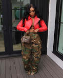 omen's Autumn/Winter Fashionable Street-style Multi-Pocket Zipper PU Leather Jacket