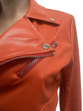 omen's Autumn/Winter Fashionable Street-style Multi-Pocket Zipper PU Leather Jacket