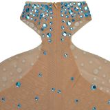 Women's Fashionable See-Through Mesh Beaded Bodycon Dress