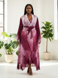Plus Size Women African Printed Pleated Formal Party Top and Skirt Two-Piece Set