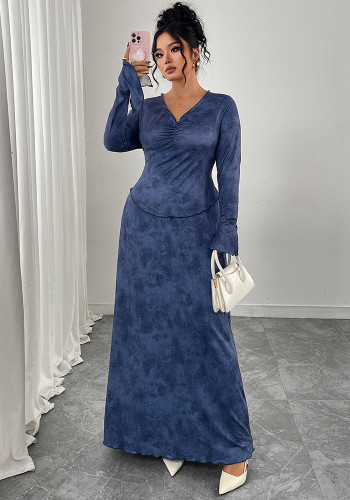 Women Spring/Autumn V-Neck Patchwork Sexy Long-Sleeved Dress