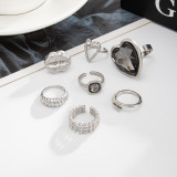 Women Heart Print Ring Two-Piece Set