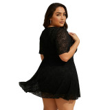 Plus Size Women Sexy Mesh Holiday One-Piece Swimsuit