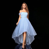 Women Off-Shoulder Sky Blue Prom Dress