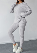 Women Yoga Autumn/Winter Long-Sleeved Hooded Top and Pant Two-Piece Set