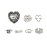 Women Heart Print Ring Two-Piece Set