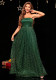 Women Strapless Green Off-Shoulder Dress