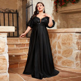 Women Black Formal Party Sexy Off-Shoulder Evening Dress