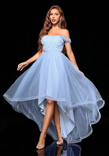 Women Off-Shoulder Sky Blue Prom Dress