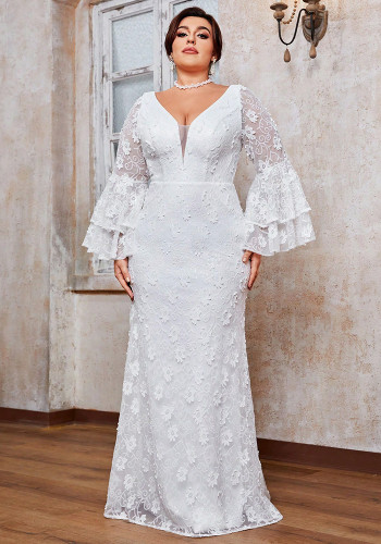 Women Lace Embroidered Fishtail Dress