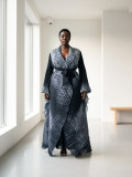 Plus Size Women African Printed Pleated Formal Party Top and Skirt Two-Piece Set