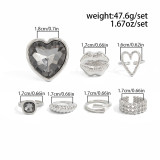 Women Heart Print Ring Two-Piece Set