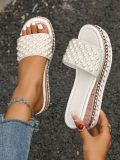 Plus Size Women pearl casual wedge sandals, platform sandals with rivets