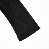 Women Winter See-Through Mesh Patchwork Long-Sleeved Bodycon Dress