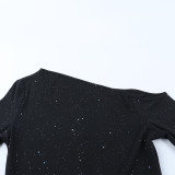 Women Mesh Long-Sleeved Sexy Off-Shoulder Dress