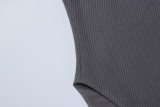 Women Winter Long-Sleeved Turndown Collar Button Patchwork Bodysuit