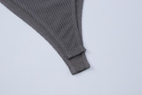 Women Winter Long-Sleeved Turndown Collar Button Patchwork Bodysuit