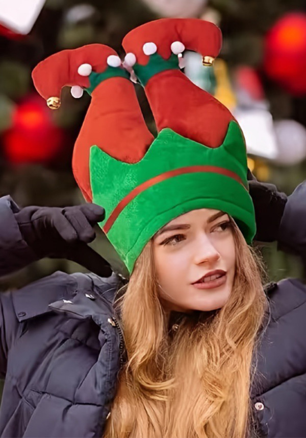 Women Christmas Items: Santa Hat, Elf Clown Pants Leg Hat