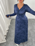 Women Spring/Autumn V-Neck Patchwork Sexy Long-Sleeved Dress