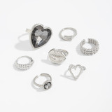 Women Heart Print Ring Two-Piece Set