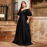 Women Black Formal Party Sexy Off-Shoulder Evening Dress