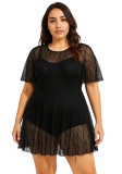 Plus Size Women Sexy Mesh Holiday One-Piece Swimsuit