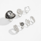 Women Heart Print Ring Two-Piece Set