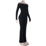 Women Lace Off-Shoulder Long-Sleeved Jumpsuit