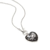 Women Heart Print Pendant Silver Necklace Heart-Shaped Clavicle Chain