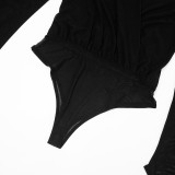 Women Winter Elegant Long-Sleeved V-Neck Mesh Mini Bodycon Dress