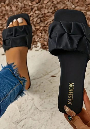 Plus Women Summer Pleated Strappy Sandals