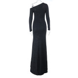 Women Mesh Long-Sleeved Sexy Off-Shoulder Dress