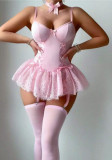 Women Sexy Lace Lace One-Piece Lingerie Two-Piece Set