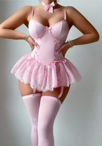 Women Sexy Lace Lace One-Piece Lingerie Two-Piece Set