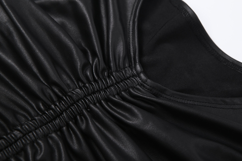 Women Autumn Pleated Sexy Crop Top and Pants Two-Piece Set