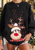 Christmas Women's Two Cute Reindeer Print Round Neck Top
