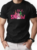 Christmas Men's Fashion Short Sleeve  Print Family Basic Top T-Shirt