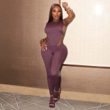 Women Autumn Solid Sexy Hollow-Out Backless Jumpsuit